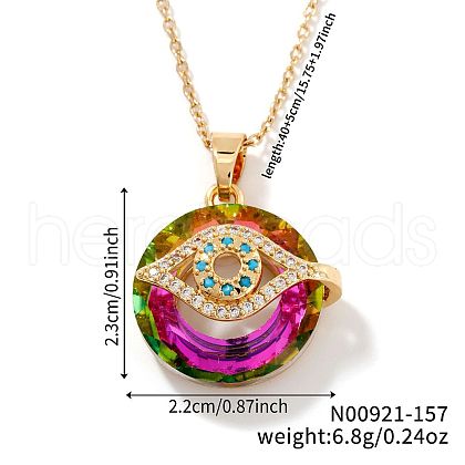 Brass Evil Eye Glass Pendant Necklaces AA7178-2-1