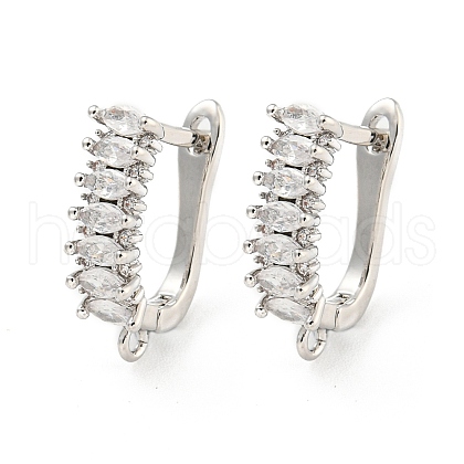 Rack Plating Brass Micro Pave Cubic Zirconia Hoop Earring Findings EJEW-C102-19P-1