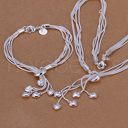 Brass Heart Charm Multilayer Necklaces & Bracelets Sets FS-WG16E6A-01-1