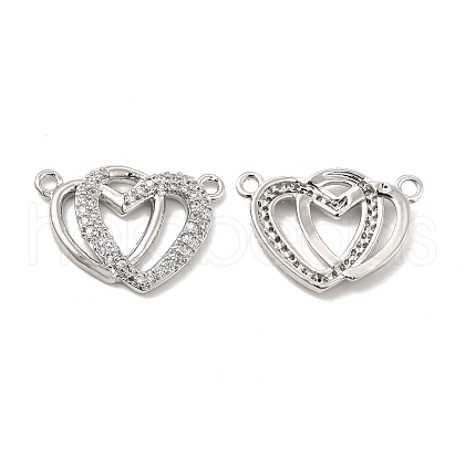 Brass Micro Pave Clear Cubic Zirconia Connector Charms KK-E068-VB064-1