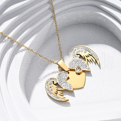 304 Stainless Steel Polymer Clay Crystal Rhinestones Openable Pendant Necklaces for Women NJEW-Z065-09G-1