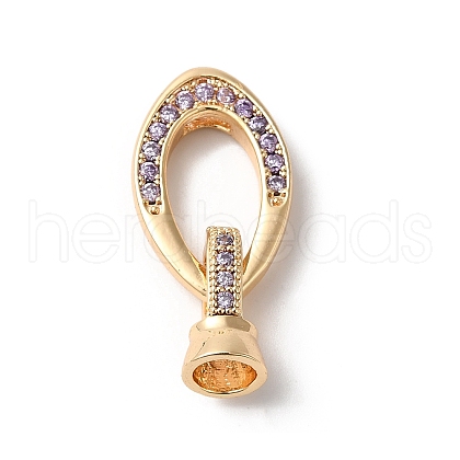 Brass Micro Pave Clear Cubic Zirconia Fold Over Clasp KK-C062-040G-02-1