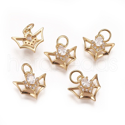 Brass Micro Pave Cubic Zirconia Charms KK-K238-09G-1