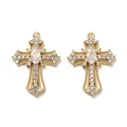 Brass Micro Pave Cubic Zirconia Pendants KK-K355-41G-1