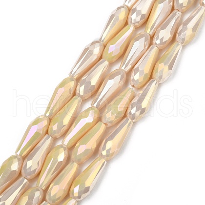 Electroplated Opaque Glass Beads Strands X-EGLA-L015-FR-B25-01-1