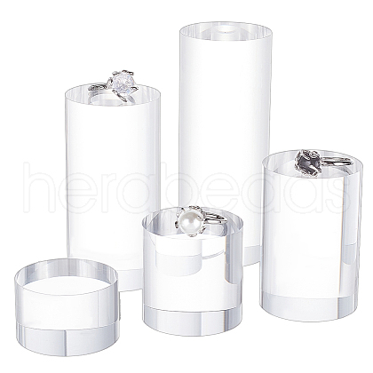 FINGERINSPIRE 5Pcs 5 Styles Column Transparent Acrylic Jewelry Display Pedestals ODIS-FG0001-64-1