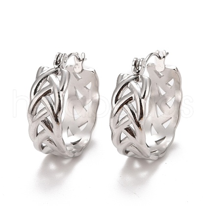 Braided 304 Stainless Steel Hoop Earrings for Women STAS-A057-17P-1