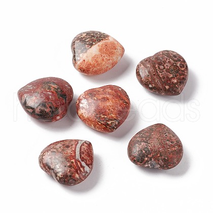 Mother's Day Gifts Natural Leopard Skin Jasper Heart Love Stone G-B030-03-1