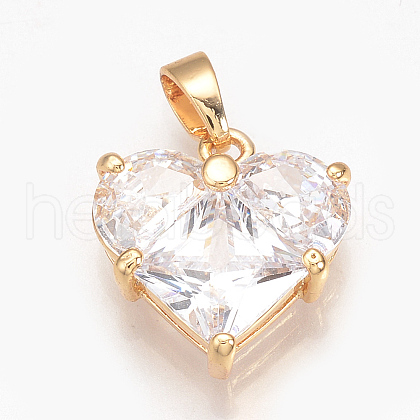 Brass Cubic Zirconia Charms X-ZIRC-Q002-126G-1