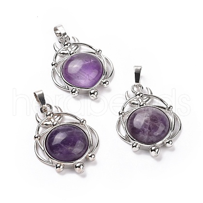 Natural Amethyst Pendants G-P496-05P-20-1