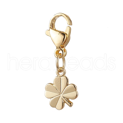 Clover Brass Pendant Decorations HJEW-JM02741-02-1