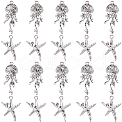 SUNNYCLUE 20Pcs 2 Styles Alloy Resin Pendants FIND-SC0013-38-1