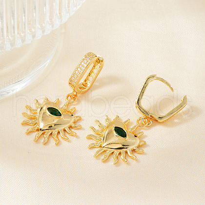 Elegant Brass Cubic Zirconia Heart Hoop Earrings CU8537-1-1