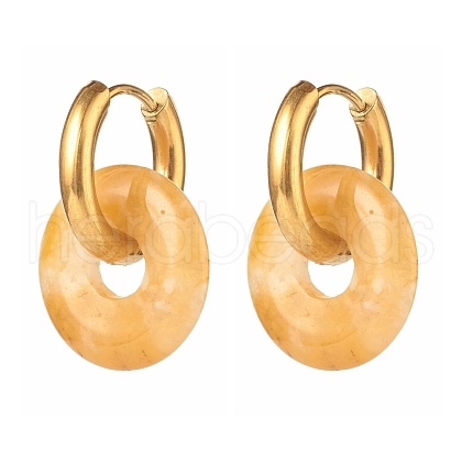 Handmade Natural Topaz Jade Dangle Hoop Earrings EJEW-JE04577-01-1