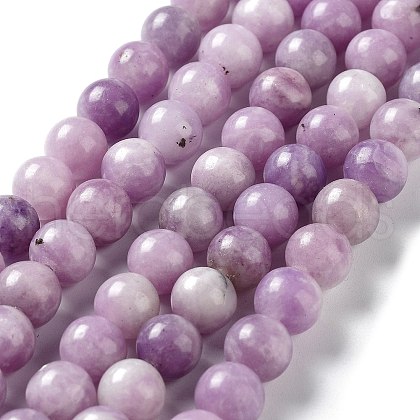 Natural Lepidolite/Purple Mica Stone Beads Strands G-M353-A01-8mm-01-1