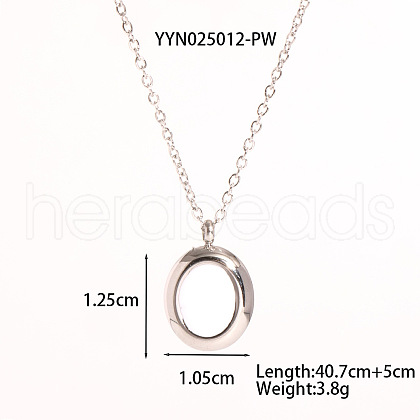 Stainless Steel White Enamel Oval Pendant Necklaces for Women PG1145-3-1