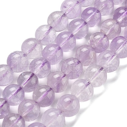 Natural Amethyst Round Bead Strands G-L411-12-8mm-1