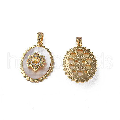 Brass Micro Pave Clear Cubic Zirconia Pendants KK-N233-387-1