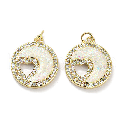Brass Micro Pave Clear Cubic Zirconia Pendants KK-L213-030G-1