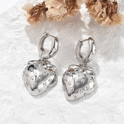 Brass Hoop Earrings Lead Free & Cadmium Free EJEW-R016-08P-01-1
