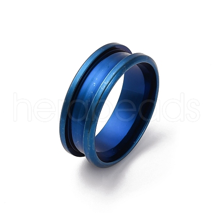 201 Stainless Steel Grooved Finger Ring Settings STAS-TAC0001-10C-L-1