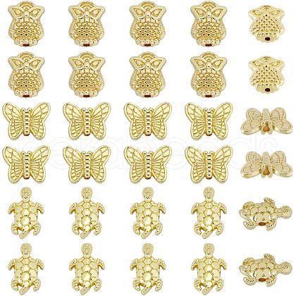 SUPERFINDINGS 60Pcs 3 Style Rack Plating Alloy Beads FIND-FH0004-73-1