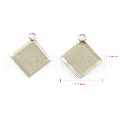 Tarnish Resistant Stainless Steel Pendant Cabochon Settings STAS-Q168-12-1