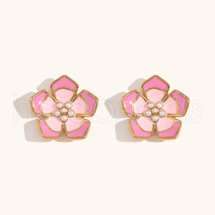 304 Stainless Steel Enamel Stud Earrings FS-WGE828E-09-1
