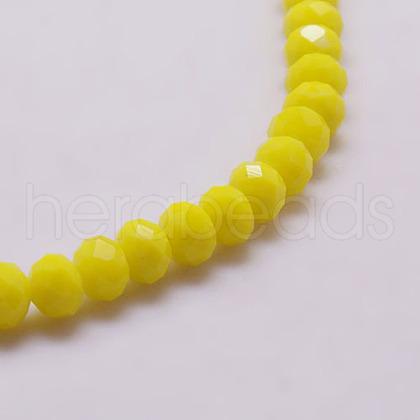 Opaque Solid Color Faceted Glass Beads Strands X-EGLA-J047-8x6mm-04-1