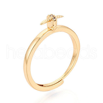 Brass Micro Pave Cubic Zirconia Adjustable Ring Settings KK-T076-07G-1
