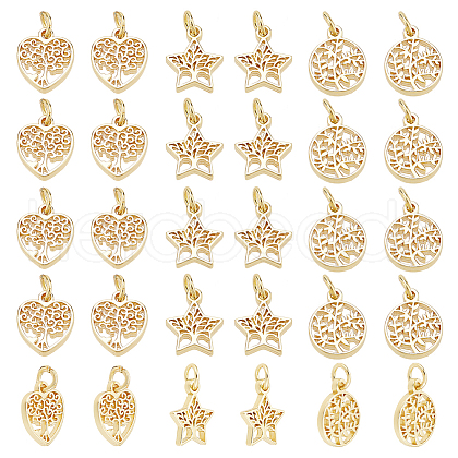 HOBBIESAY 30Pcs 3 Style Rack Plating Brass Charms KK-HY0001-84-1