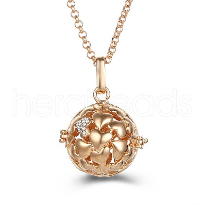 Rose Gold Hollow Heart Alloy Cage Pendant Necklaces SW2952-8-1