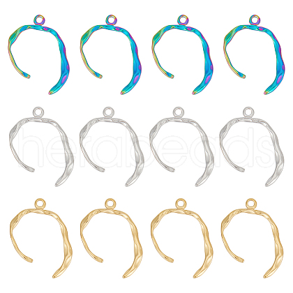 Unicraftale 12Pcs 3 Colors 304 Stainless Steel Pendants STAS-UN0046-31-1