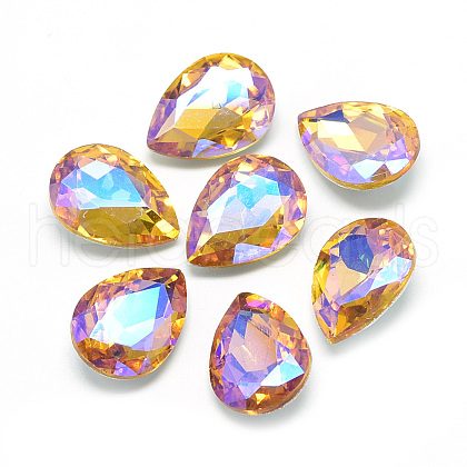 Pointed Back Glass Rhinestone Cabochons RGLA-T017-13x18mm-08-1