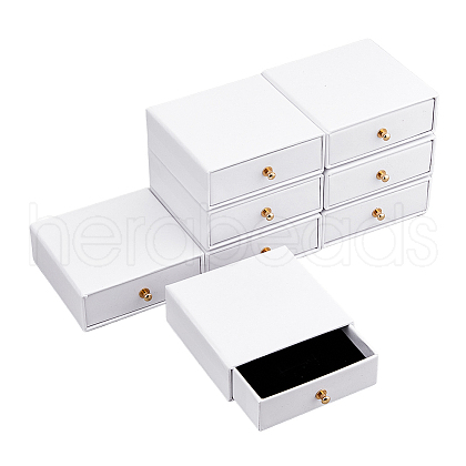 DICOSMETIC 8Pcs Square Paper Drawer Jewelry Set Box CON-DC0001-08B-1