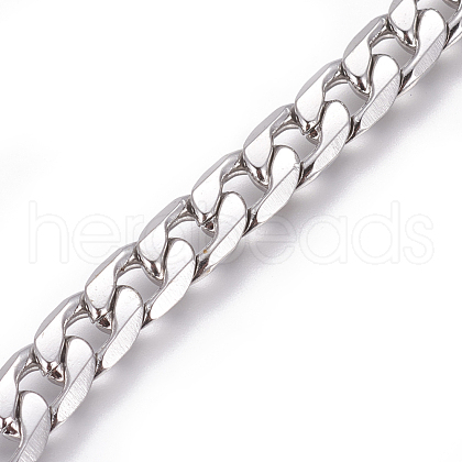 Tarnish Resistant 201 Stainless Steel Cuban Link Chains CHS-L020-036A-P-1