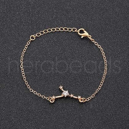 12 Constellations Alloy Rhinestone Link Bracelets WG43B2B-09-1