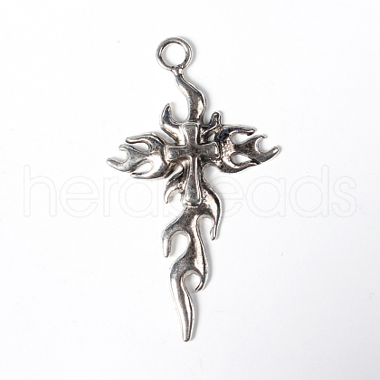 Tibetan Style Tribal Cross Big Gothic Alloy Pendants X-LF8920Y-1