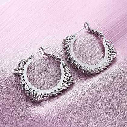 Brass Hoop Earrings EJEW-R025-31P-1
