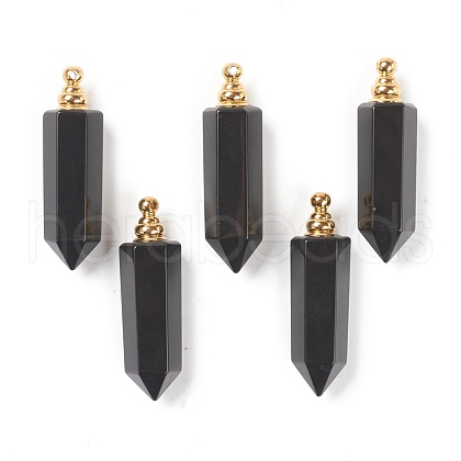 Faceted Natural Black Agate Pointed Pendants G-H252-F05-1