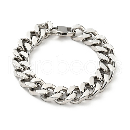 1Pc 201 Stainless Steel Cuban Link Chain Bracelet for Men Women BJEW-DJ0001-63-1