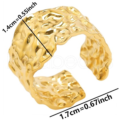Textured 304 Stainless Steel Open Cuff Ring for Unisex MC1098-2-1
