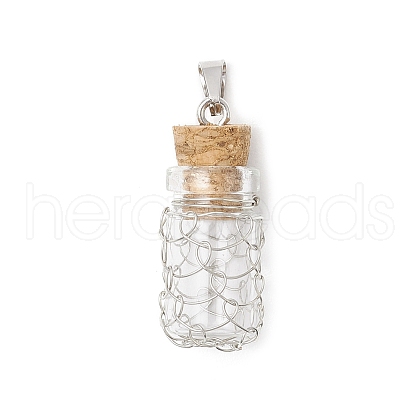 Glass Bottles Pendants PALLOY-JF03913-01-1