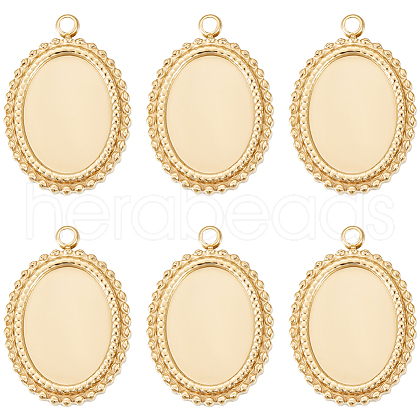Beebeecraft 6Pcs 304 Stainless Steel Pendant Cabochon Settings STAS-BBC0004-68G-1