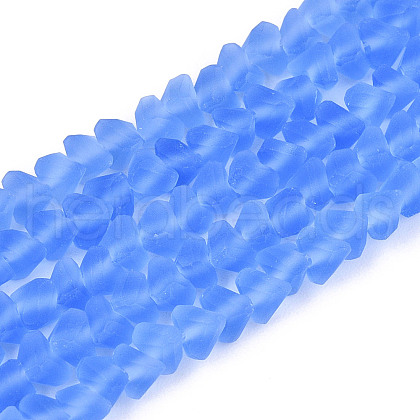 Frosted Transparent Glass Beads Strands GLAA-N016-4mm-05-1