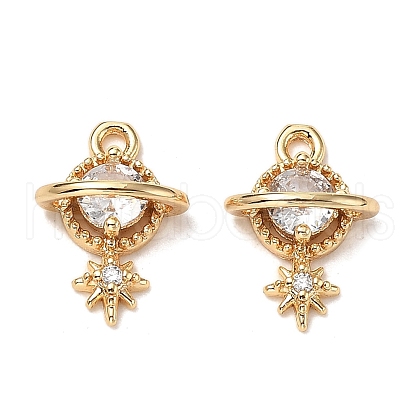 Brass Micro Pave Clear Cubic Zirconia Charms KK-A259-30G-1