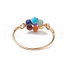 Flower Natural Gemstone Finger Rings RJEW-JR00713-02-4