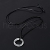 Natural Quartz Crystal Ring Pendant Necklace with Waxed Cords NJEW-R262-01A-05-3