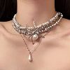 Spider Alloy & Plastic Imitation Pearl Pendant Multi Layered Necklaces for Women FS-WG1DFD4-01-1