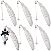 SUNNYCLUE 6Pcs Alloy Feather Pendant Bookmarks AJEW-SC0003-31B-1